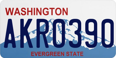 WA license plate AKR0390