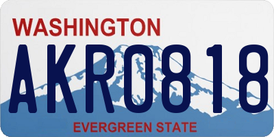 WA license plate AKR0818
