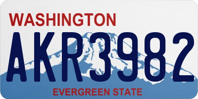 WA license plate AKR3982