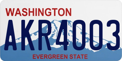 WA license plate AKR4003