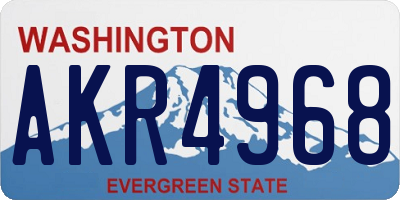 WA license plate AKR4968
