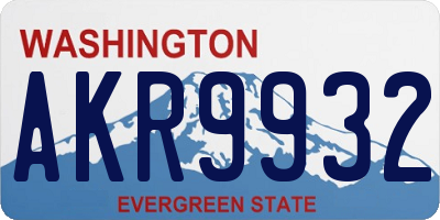 WA license plate AKR9932