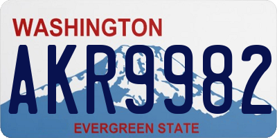 WA license plate AKR9982