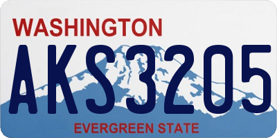 WA license plate AKS3205