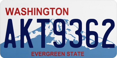WA license plate AKT9362