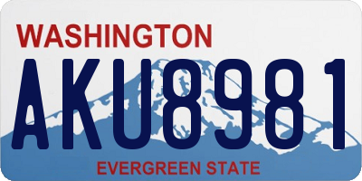 WA license plate AKU8981