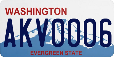 WA license plate AKV0006