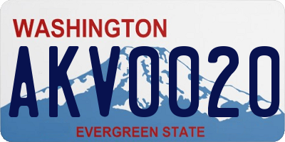 WA license plate AKV0020