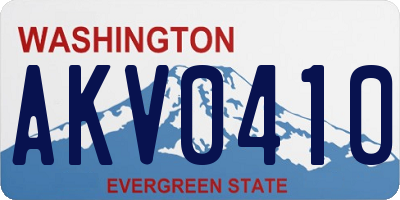 WA license plate AKV0410