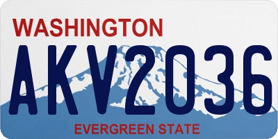 WA license plate AKV2036