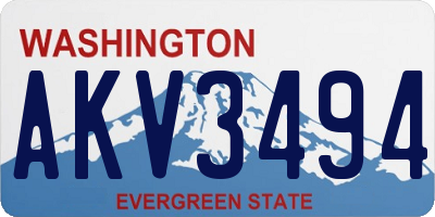 WA license plate AKV3494