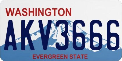 WA license plate AKV3666