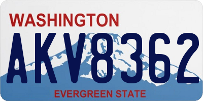 WA license plate AKV8362