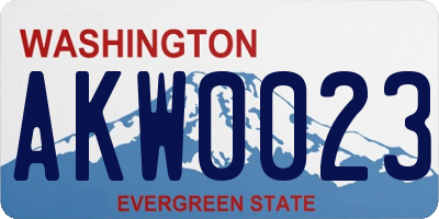 WA license plate AKW0023