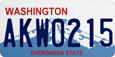 WA license plate AKW0215