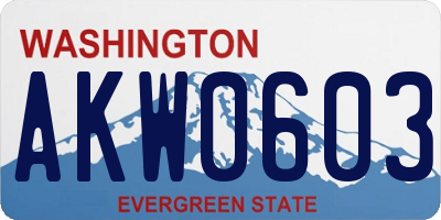 WA license plate AKW0603