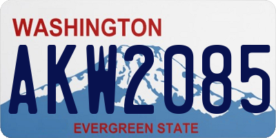 WA license plate AKW2085