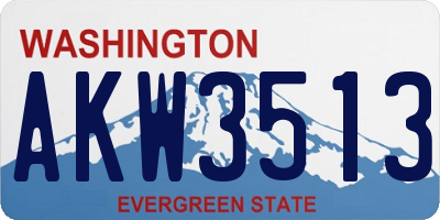 WA license plate AKW3513