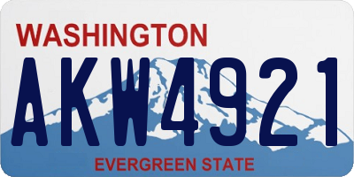 WA license plate AKW4921
