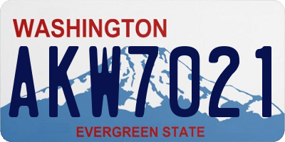 WA license plate AKW7021