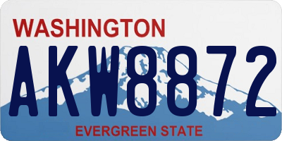 WA license plate AKW8872