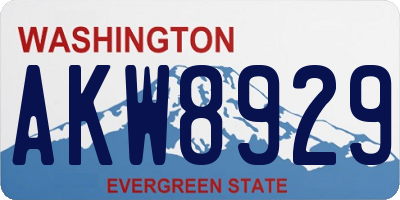 WA license plate AKW8929