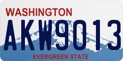 WA license plate AKW9013