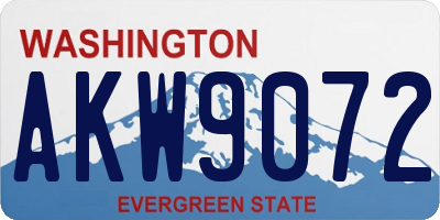 WA license plate AKW9072