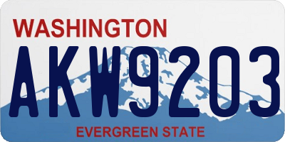 WA license plate AKW9203