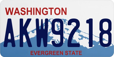 WA license plate AKW9218