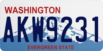 WA license plate AKW9231