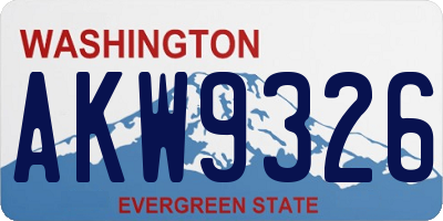 WA license plate AKW9326