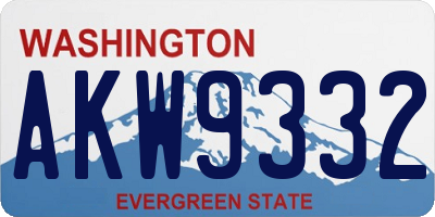 WA license plate AKW9332