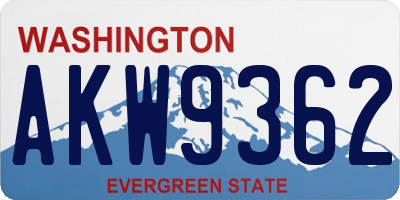 WA license plate AKW9362
