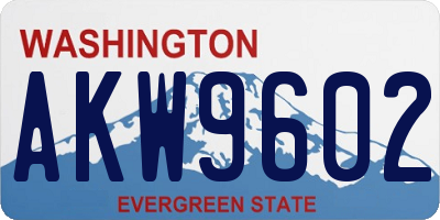 WA license plate AKW9602