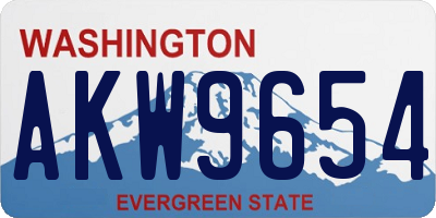 WA license plate AKW9654