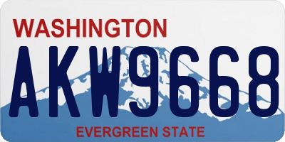 WA license plate AKW9668