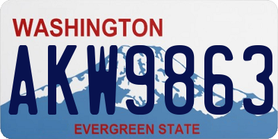 WA license plate AKW9863