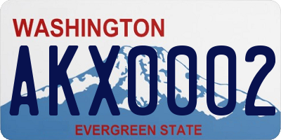 WA license plate AKX0002