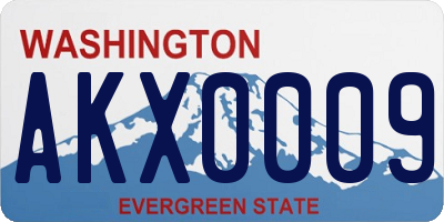 WA license plate AKX0009