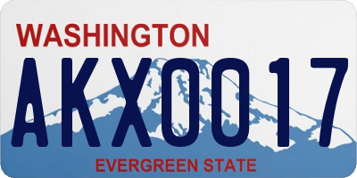 WA license plate AKX0017