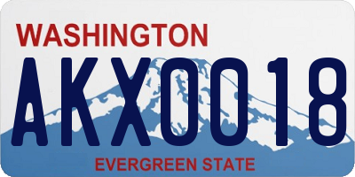 WA license plate AKX0018