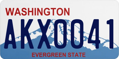 WA license plate AKX0041
