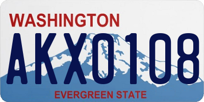 WA license plate AKX0108