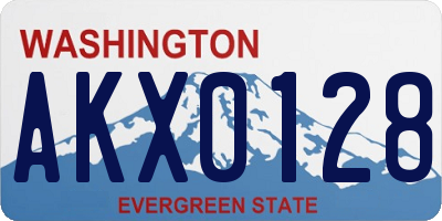 WA license plate AKX0128