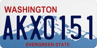 WA license plate AKX0151