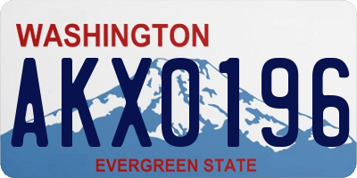 WA license plate AKX0196