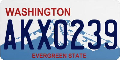 WA license plate AKX0239