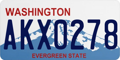 WA license plate AKX0278