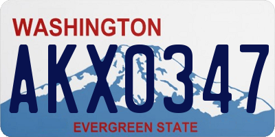 WA license plate AKX0347